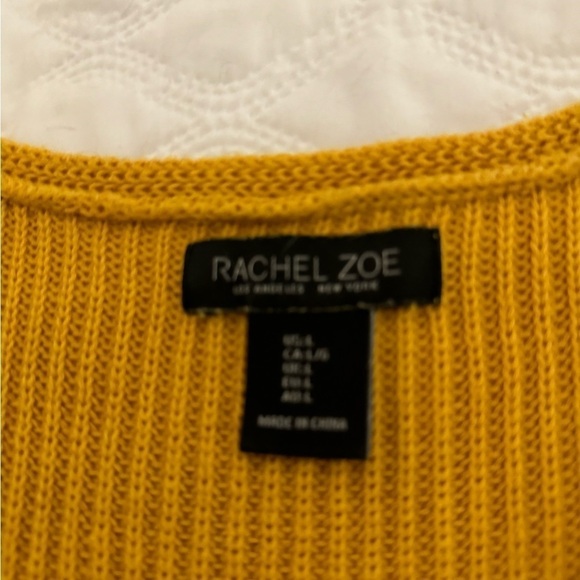 Rachel Zoe Mustard Yellow V Neck long Sweater size L - Picture 3 of 8